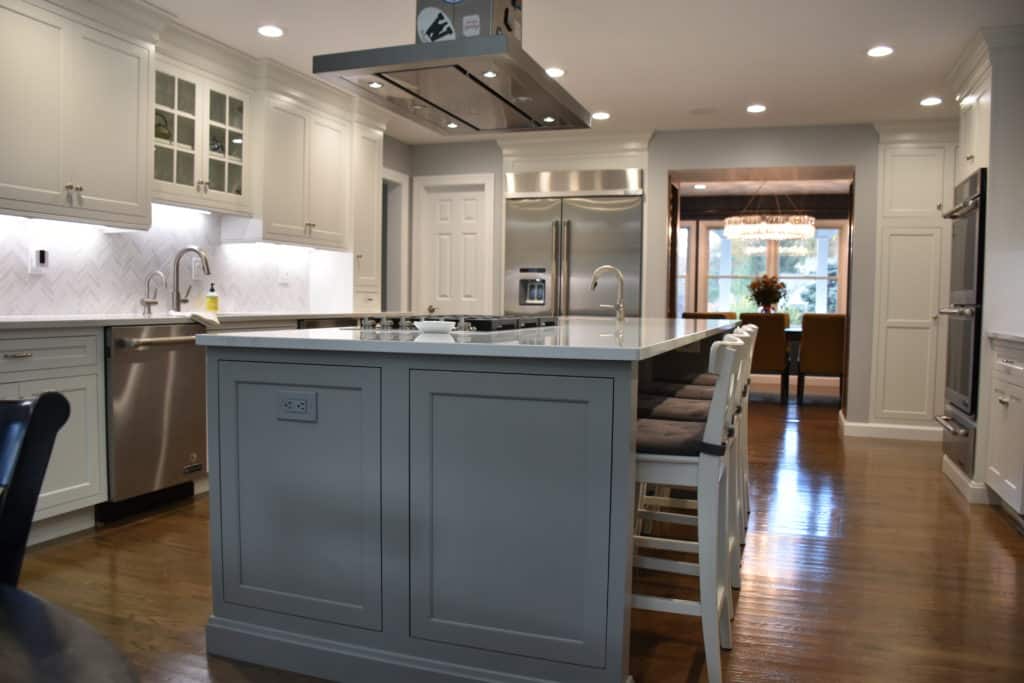 light grey cabinetry island