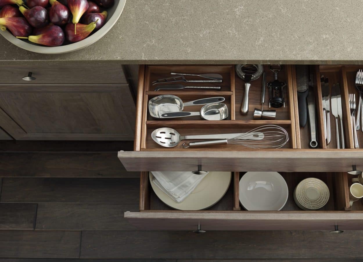 Pull Out Tray Divider - Omega Cabinetry Specialty Cabinets