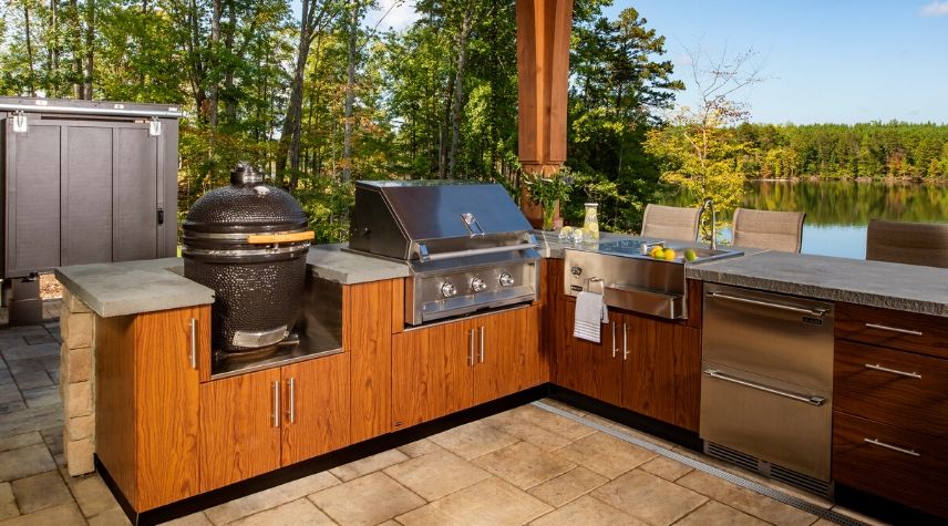 teak outdoor kitchen